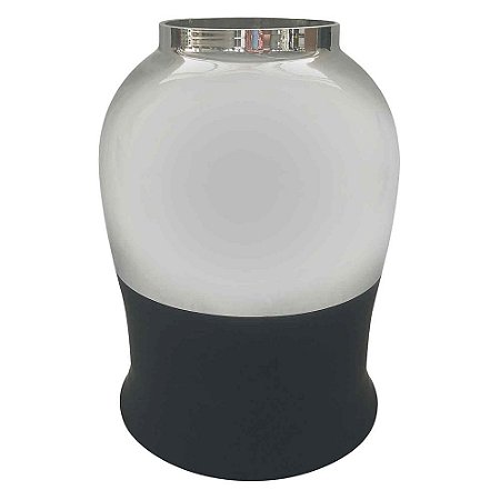 VASO DE VIDRO METALIZADO PRATA E PRETO