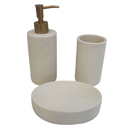 KIT PARA BANHEIRO DE RESINA COM PORTA SABONETE LIQUDO, PORTA