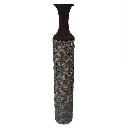 VASO DE CHAO DE METAL RUSTICO MARROM E VERDE