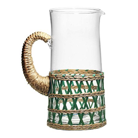 JARRA EM VIDRO E RATTAN 12CM X 24,5CM 2160ML
