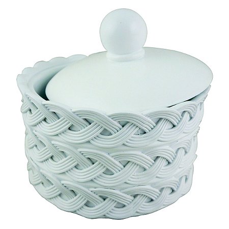 POTE DECORATIVO DE RESINA BRANCO 19,5CM X 19,5CM X 17CM