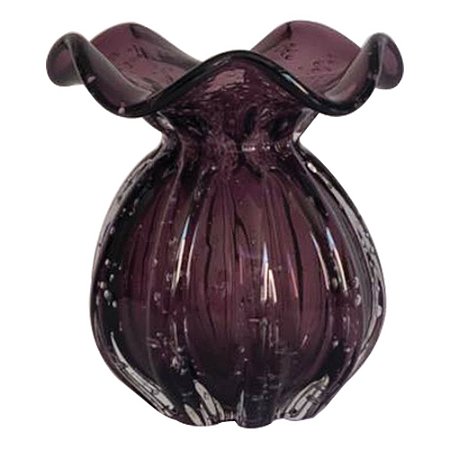 VASO DE VIDRO ROXO  MURANO 10CM X 10CM X 11CM