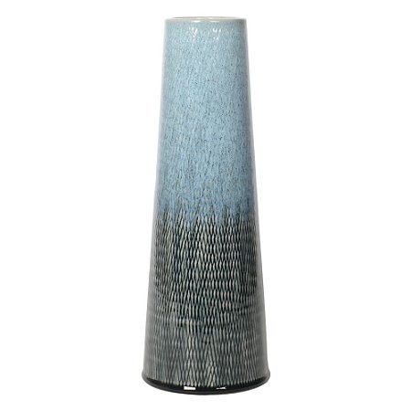 VASO EM CERAMICA PRETO E CINZA D11,5CM X 33CM