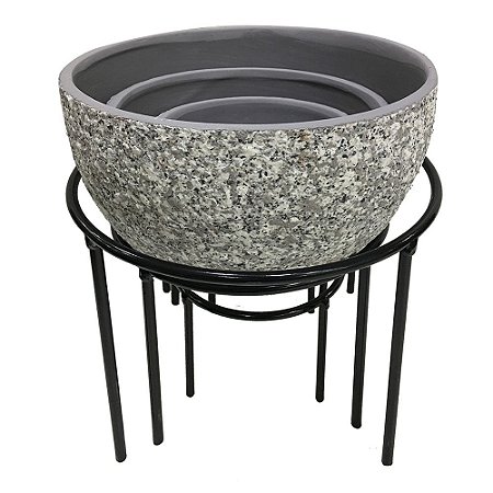 CONJ. DE CACHEPOTS DE CERAMICA COM SUPORTE DE METAL 3 PCS G