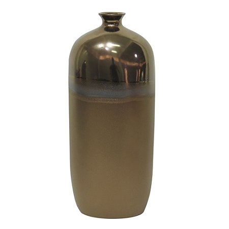 VASO DECORATIVO DE CERAMICA DOURADO 14,8CM X 12,3CM X 35CM