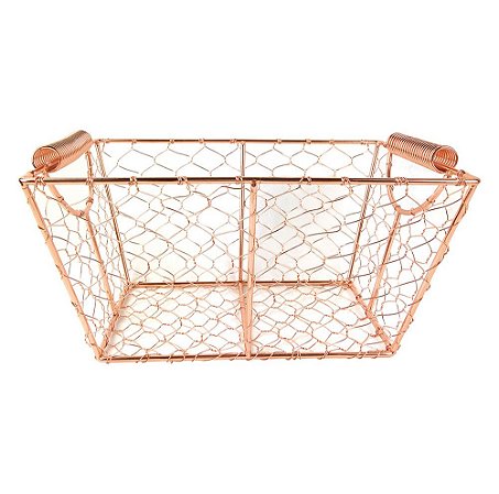 CESTA DE METAL COBRE 31,5CM X 21CM X 15CM