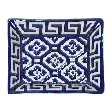 PRATO DE PORCELANA AZUL ESCURO 20CM X 16,5CM X 3CM
