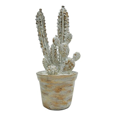 CACTO DECORATIVO EM RESINA MARROM 14CM X 12CM X 30CM