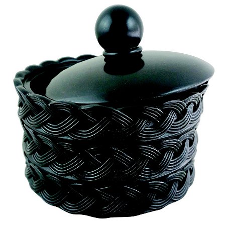 POTE DECORATIVO DE RESINA PRETO 19,5CM X 19,5CM X 17CM