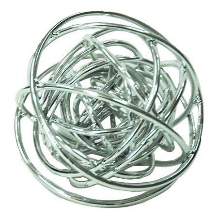 ESFERA DECORATIVA EM METAL PRATEADA 18CM X 18CM X 16CM
