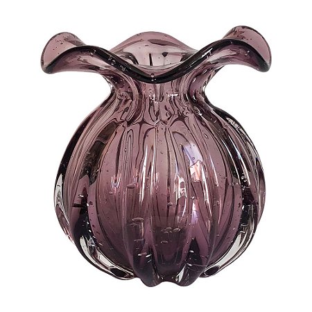 VASO DE VIDRO ROXO  MURANO 11,5CM X 13CM