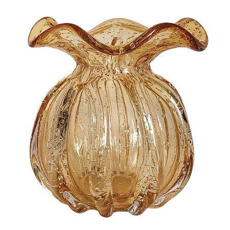 VASO DE VIDRO AMBAR  MURANO 11,5CM X 13CM