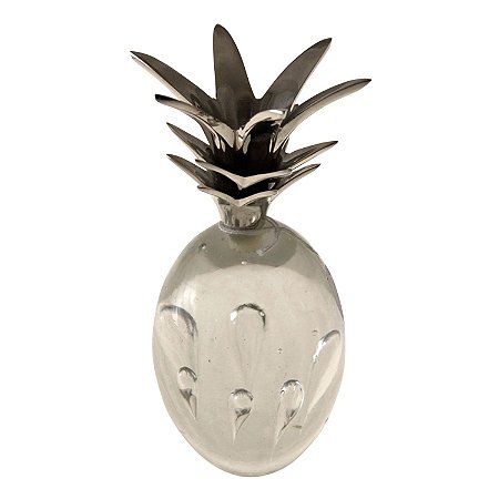 PECA DECORATIVA - ABACAXI EM VIDRO TRANSPARENTE 16,5CM X 9C