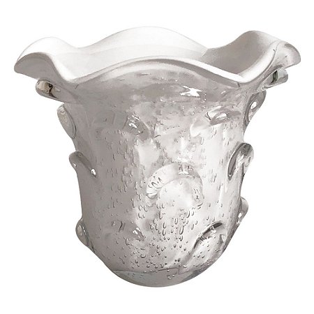 VASO DE VIDRO BRANCO  MURANO 15CM X 14CM