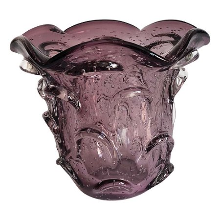 VASO DE VIDRO ROXO  MURANO 15CM X 14CM