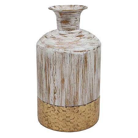 VASO DE METAL RUSTICO BRANCO E BEGE