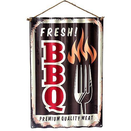PLACA DECORATIVA DE METAL ONDULADO BBQ 40CM X 30CM X 0,6CM
