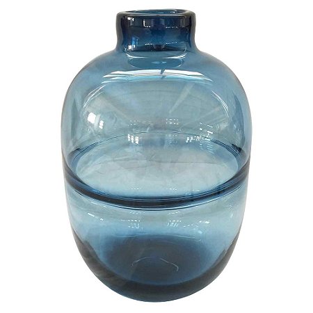 VASO DE VIDRO TRANSPARENTE AZUL