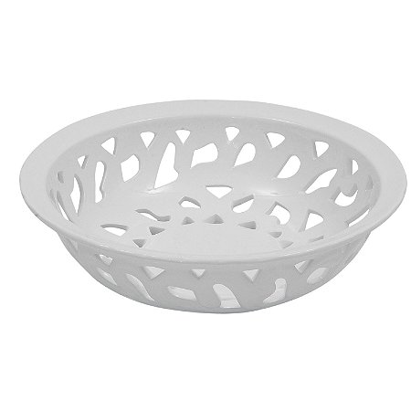 FRUTEIRA DECORATIVA DE CERAMICA BRANCA