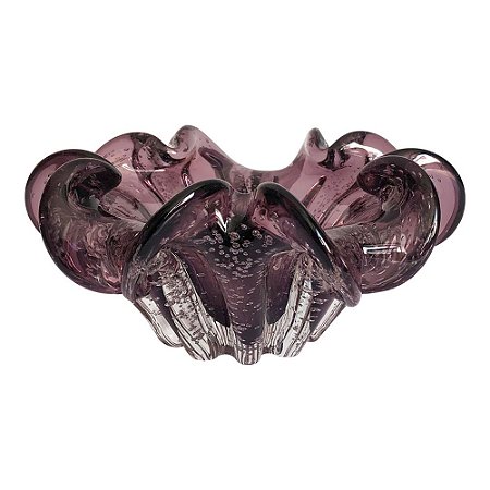 FRUTEIRA DE VIDRO ROXO MURANO 21CM X 10CM