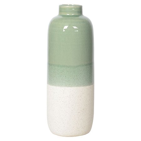 VASO EM CERAMICA VERDE E BEGE D12CM X 32,5CM