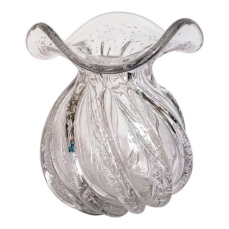 VASO DE VIDRO TRANSPARENTE MURANO 15CM X 16,5 CM