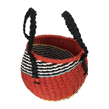 POTE DE CORDA COM ALCAS LARANJA 29CM X 29CM