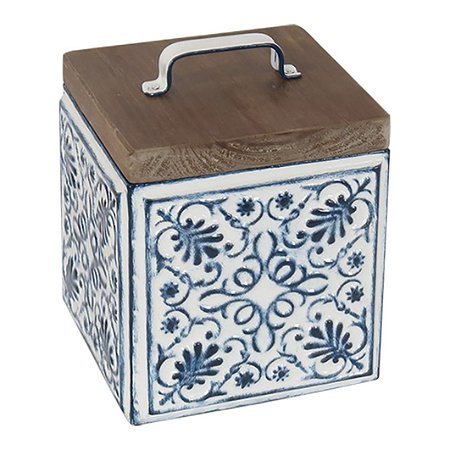 CAIXA DECORATIVA DE METAL E MADEIRA ESTILO PORTUGUES 14CM X