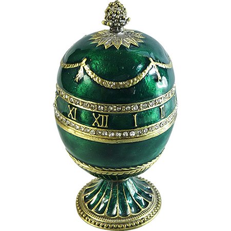 PORTA JOIAS OVO DOURADO COM CRISTAL - 5X9 CM