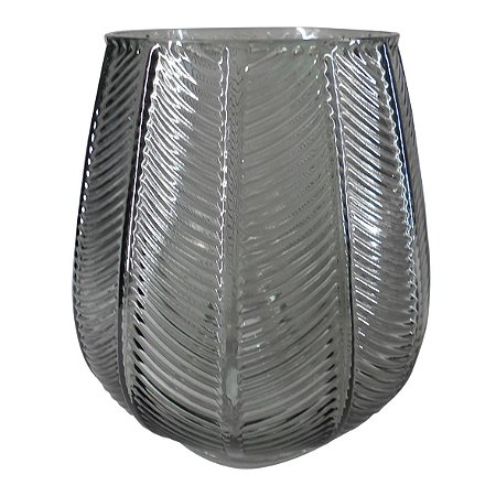 VASO DE VIDRO TRANSPARENTE FUME 18CM X 18CM X 20CM