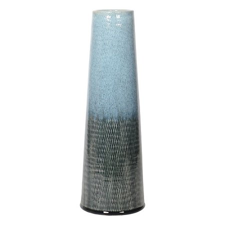 VASO EM CERAMICA PRETO E CINZA D12,5CM X 38CM