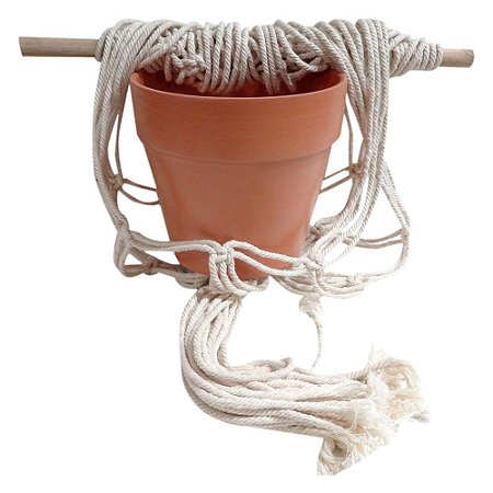 CACHEPOT DE CERAMICA PARA PAREDE TERRA COTA COM ALCA DE CORD