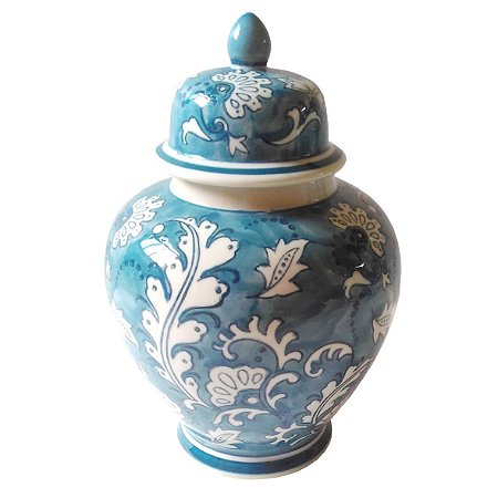 POTE DE CERAMICA ADAMASCADO BLUE 17CM X 17CM X 26CM