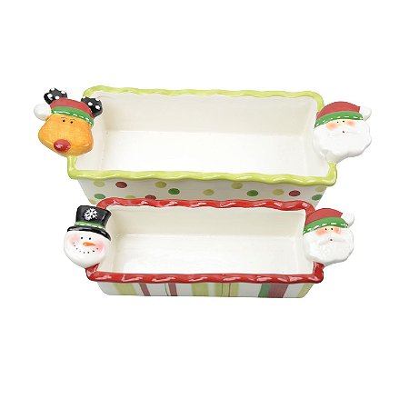 CJ DE BANDEJAS NATALINAS DE CERAMICA 2 PCS
