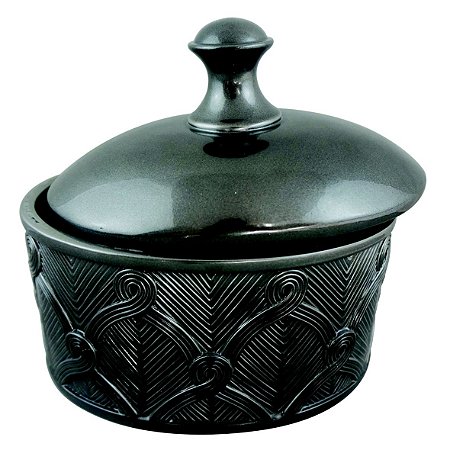 POTE DECORATIVO DE RESINA CINZA 23CM X 17CM X 22CM