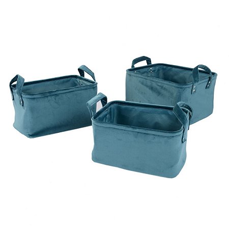 CJ. DE CESTOS COM ALCA DE VELUDO VERDE - 3PCS