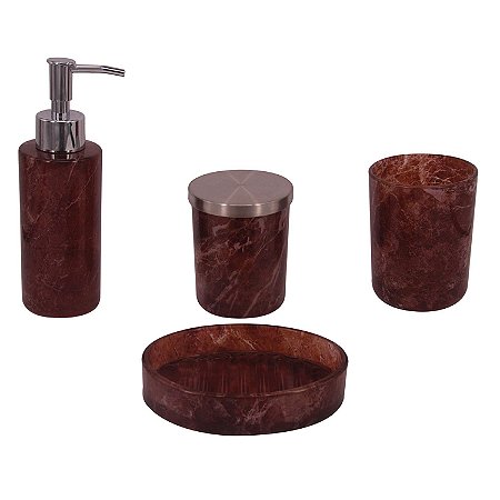 KIT BANHEIRO DE VIDRO VINHO 4 PCS GG 13CM X 9CM X 3CM G 7CM