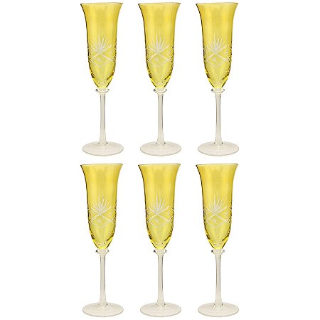 CJ DE TACAS PARA ESPUMANTE  - AMARELAS  - 6 PCS  - 28 CM
