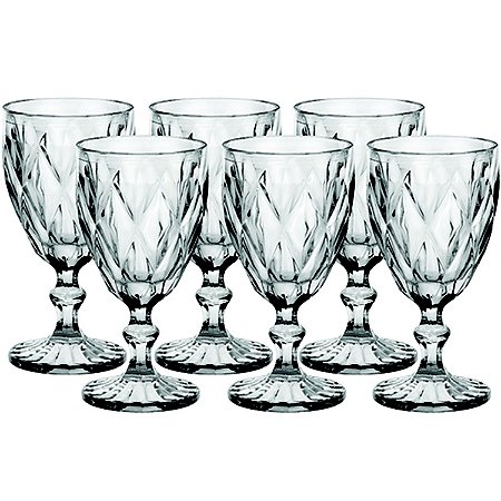 CJ DE 6 TACAS PARA VINHO - TRANSPARENTE - 17 CM