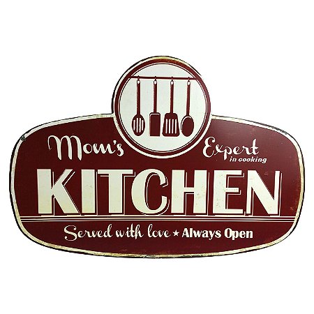 PLACA DECORATIVA EM METAL KITCHEN 53CM X 0,6CM X 36,5CM