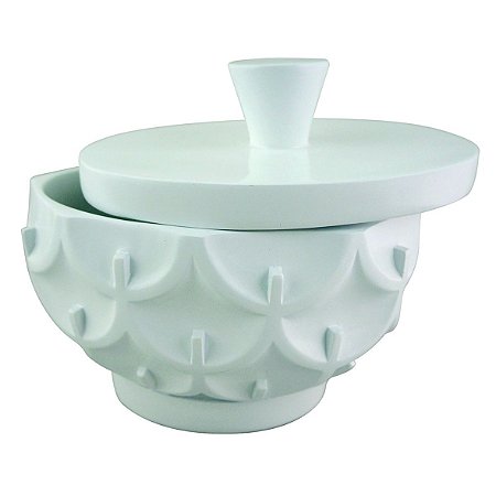 POTE DECORATIVO DE RESINA BRANCO 21,5CM X 15,5CM X 19CM