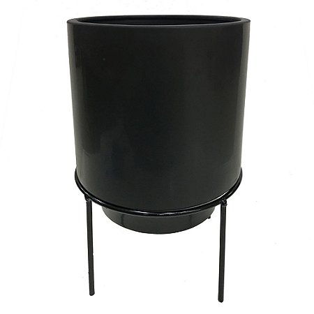 CACHEPOT DE CERAMICA COM SUPORTE DE METAL 21CM X 29CM