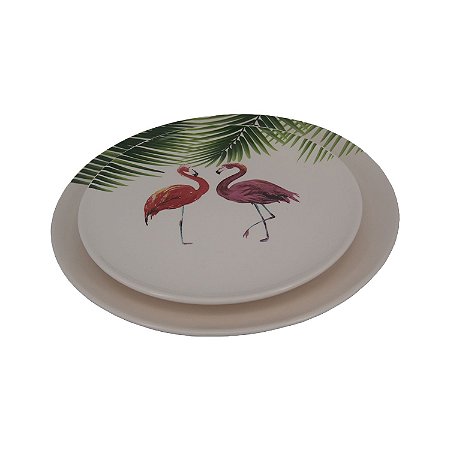 CJ DE PRATOS DE CERAMICA FLAMINGO  2 PCS G 31CM X 31CM X 2,2
