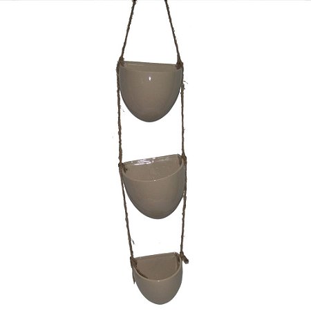 CACHEPOTS DE CERAMICA PARA PAREDE COM ALCA DE CORDA COM 03 C