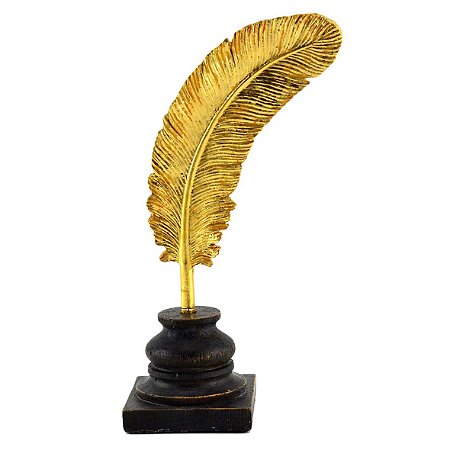 PECA DECORATIVA DE RESINA FOLHA DOURADA COM A BASE DE RESINA