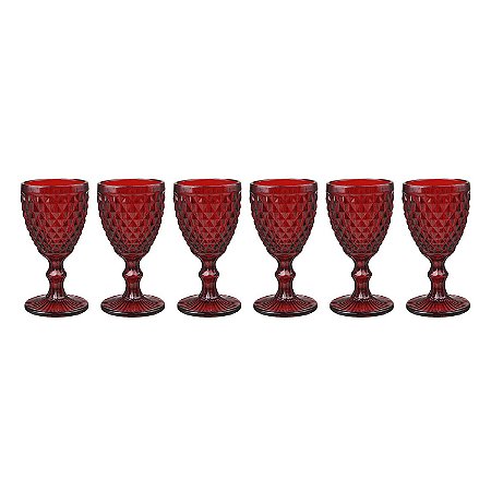 CJ DE 6 TACAS BICO DE ABACAXI - VERMELHO