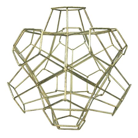 PECA DECORATIVA DE METAL POLIGONO - DOURADO