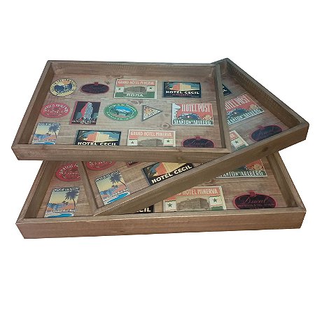 CJ DE BANDEJAS DE MADEIRA  3 PCS 44CM X 31CM X 4CM  P 38CM X