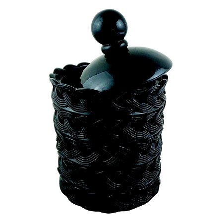 POTE DECORATIVO DE RESINA PRETO 16,5CM X 16,5CM X 26CM