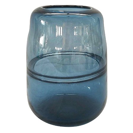 VASO DE VIDRO TRANSPARENTE AZUL